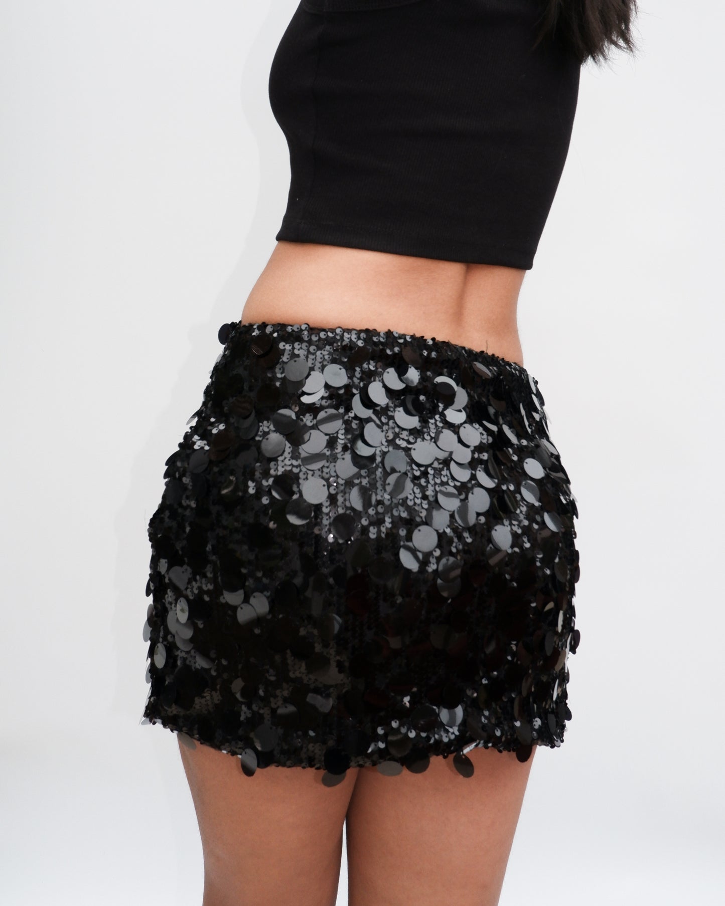 Luna Sequin Skirt in Black